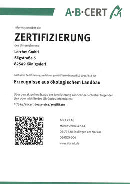Zertifizierung zu Erzeugnisse aus ökologischem Landbau