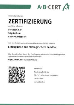 Zertifizierung zu Erzeugnisse aus ökologischem Landbau