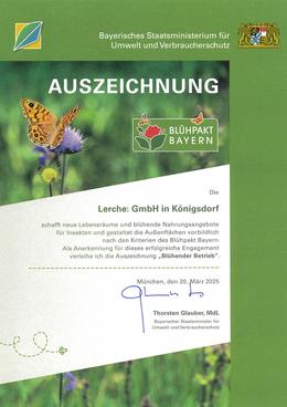 Auszeichnung zum blühenden Betrieb am 20.03.2025