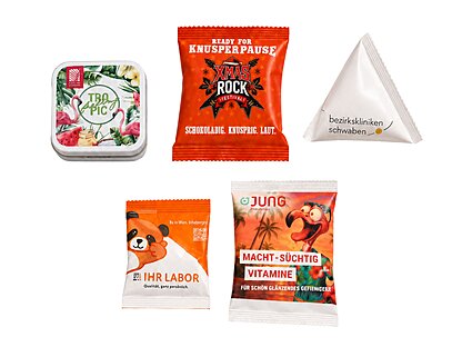 Verschiedene Verpackung mit Digitaldruckverfahren als Werbeanbringung