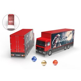 Werbe-Adventskalender LKW Eco, befüllt mit Lindor Mini Kugeln