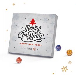 Adventskalender mit Werbung und Mini Kugeln von Lindt