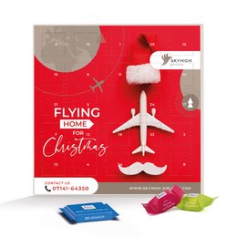 Werbe-Adventskalender quadratisch, befüllt mit Ritter Sport Schokolade