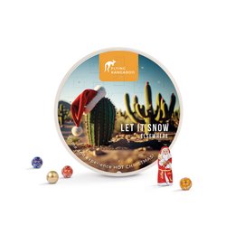 Adventskalender rund, befüllt mit Lindor Kugeln und Lindt Weihnachtsmann