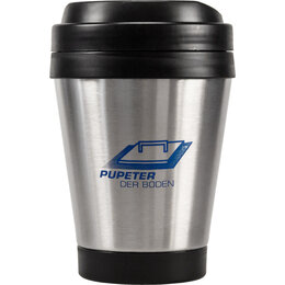 Kleiner Coffee to go Becher mit 300 ml Füllmenge mit blauem Logo