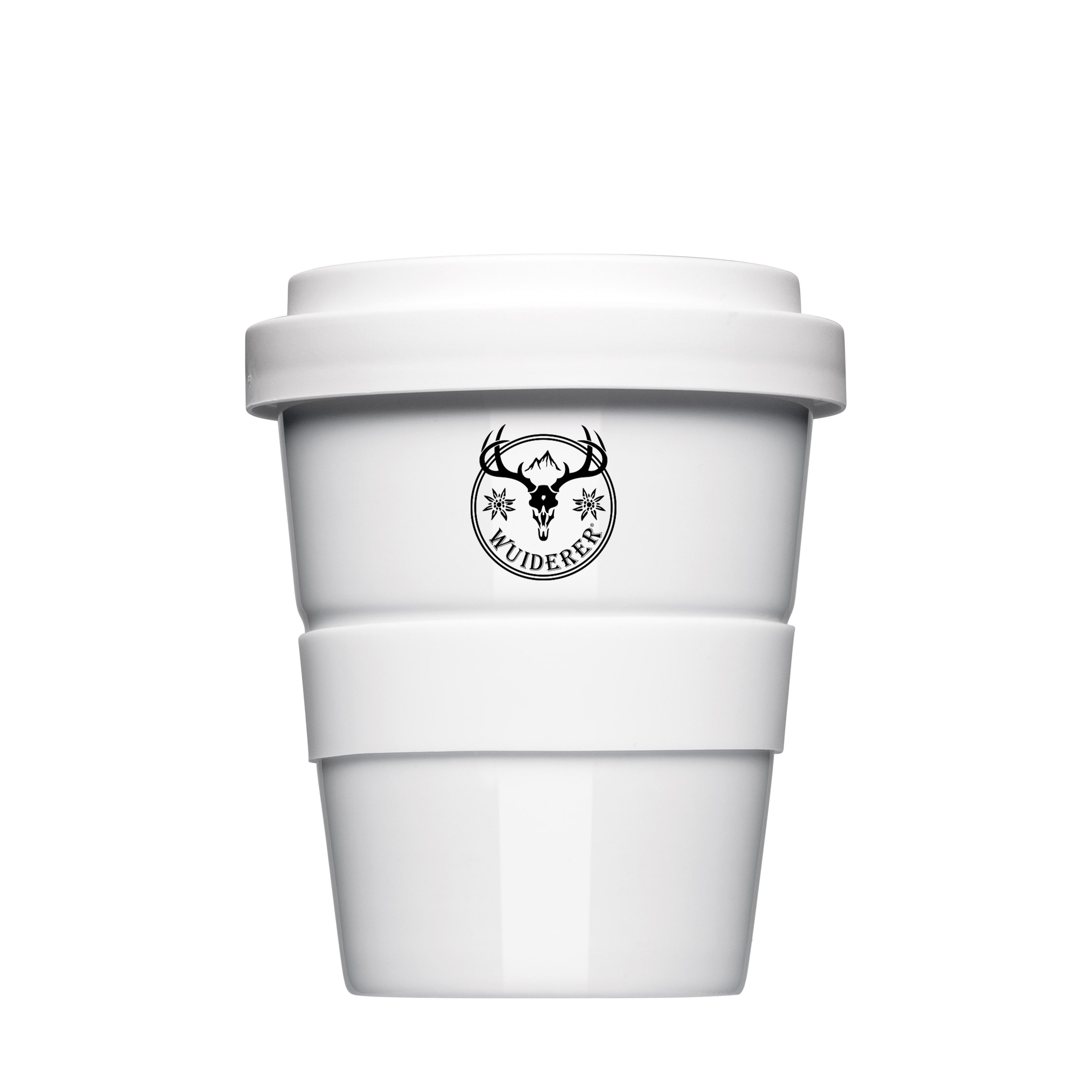 Werbe-Kaffee-Becher mit einfarbigem Logodruck Teildekor