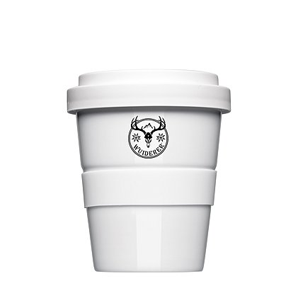 Werbe-Kaffee-Becher mit einfarbigem Logodruck Teildekor