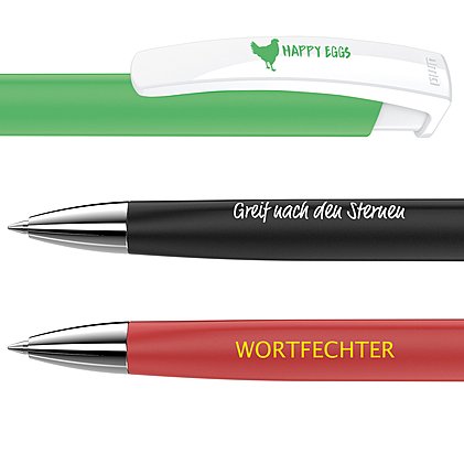 Werbe-Kugelschreiber Trinity mit einfarbigem Siebdruck