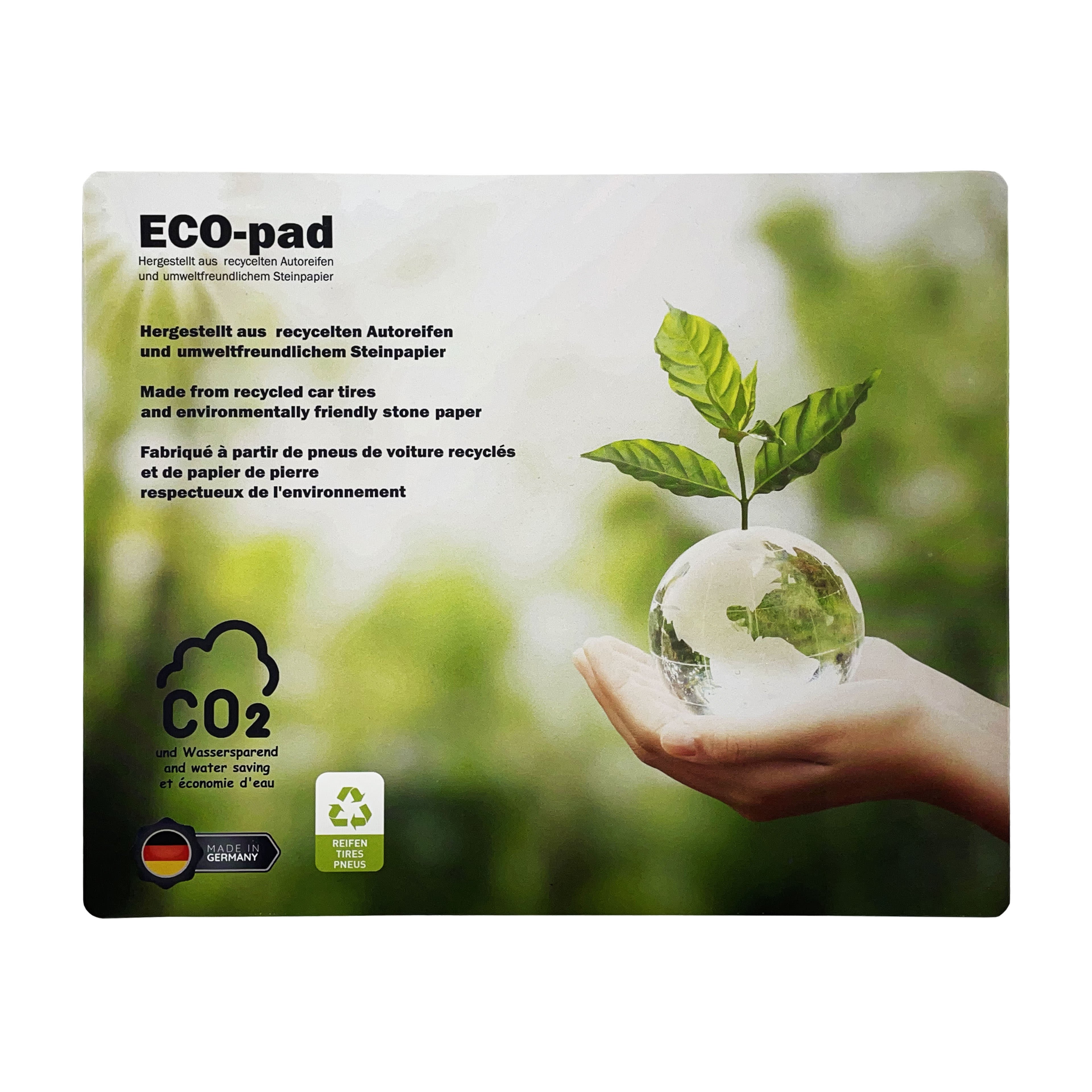 Eco-Pad hergestellt aus recycelten Autoreifen und Steinpapier
