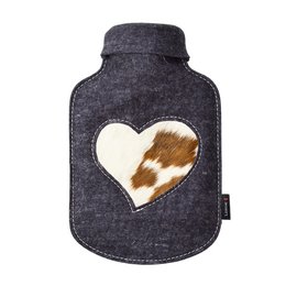 Werbe-Wärmflasche Herzerl in Kuhfelloptik