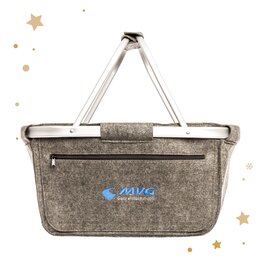Filzshopper Basket mit Logo-Stick auf der Seite als Werbegeschenk