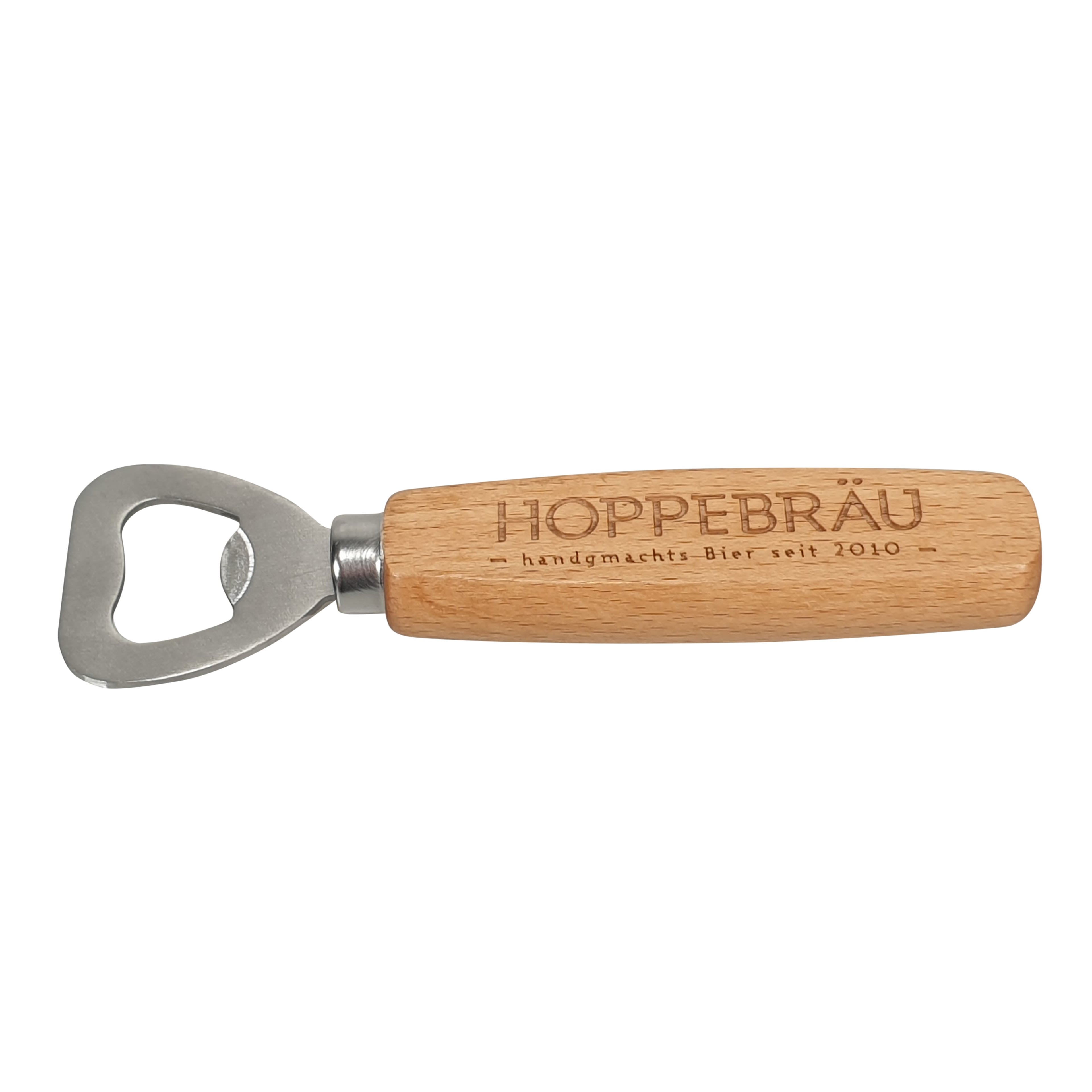 Werbe-Flaschenöffner aus Holz mit Edelstahlklinge