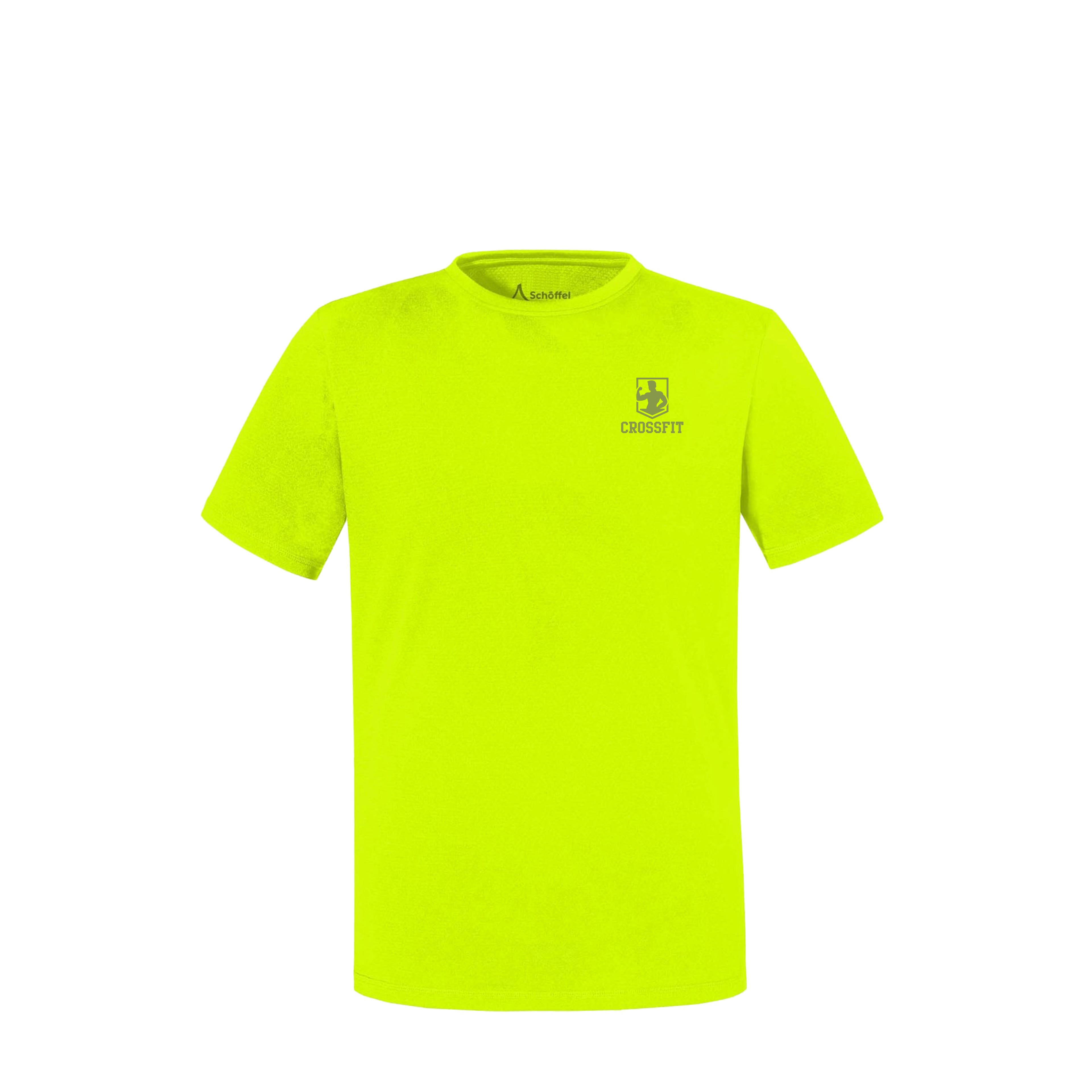 Werbe-Funktionsshirt von Schöffel Pro in fluoreszierendem Gelb mit individuellem Druck