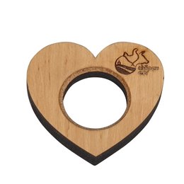 Werbe-Holz-Eierbecher in Herzform, natur mit Logo-Lasergravur