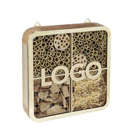 Werbe-Insektenhotel aus Bambus mit Logo