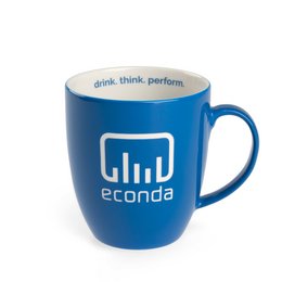 Kaffeetasse 420ml Form 329 mit Hydroglasur nach Pantone, Logogravur und 1-farbigem Teildekor innen