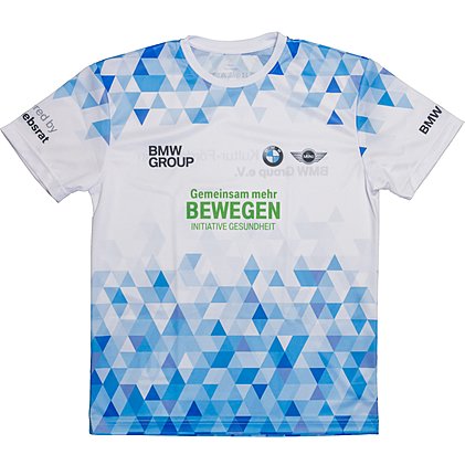 Werbe-Laufshirt mit Kugelarm und individuellem Allover Druck
