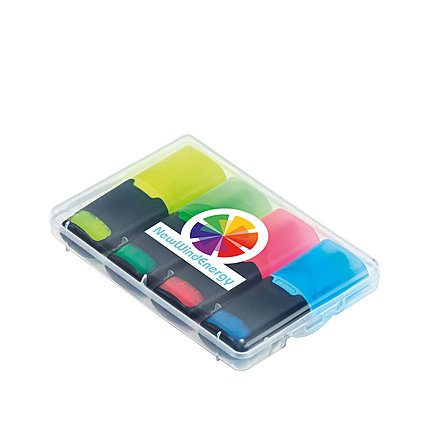 Werbe-LIQEO HIGHLIGHTER SET, klar transparenten Kunststoffverpackung inkl. individuellem Druck