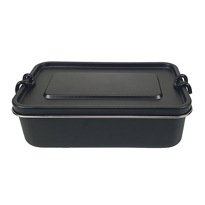 Werbe-Lunchbox aus Edelstahl und schwarzer Pulverbeschichtung