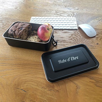 Werbe-Lunchbox für Büro, Schule und Freizeit, auslaufhemmend durch Silikonabdichtung und Verschluss-Clips