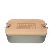 Werbe-Lunchbox aus Edelstahl XL mit geöltem Buchenholzdeckel und Logogravur