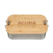 Werbe-Lunchbox Edelstahl XL, 1000ml, mit Bambusdeckel, Clip und Logo-Lasergravur