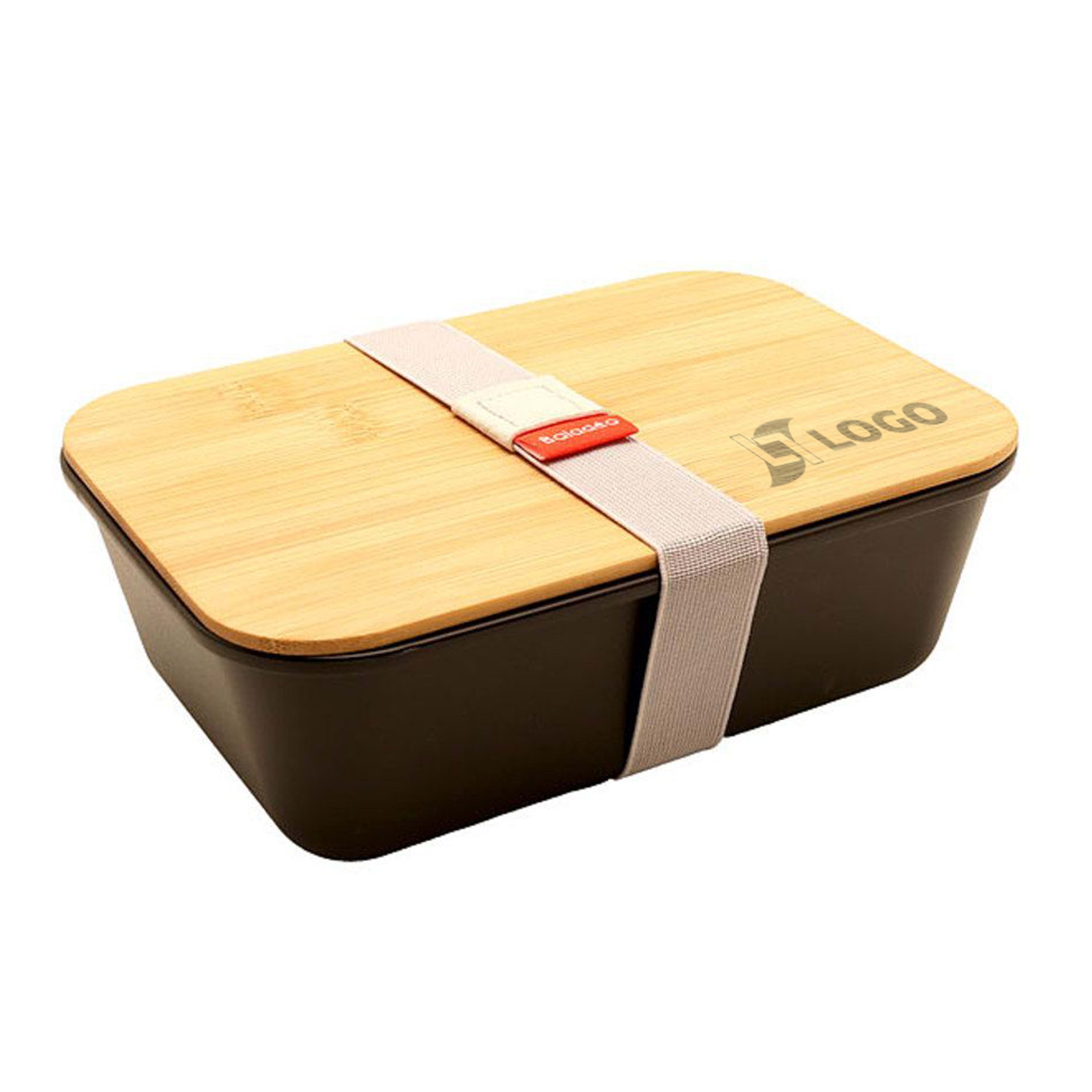 Werbe-Lunchbox Ikoma 850ml Kunststoffbox, Bambusdeckel | Lerche