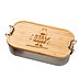 Werbe-Lunchbox L aus Weißblech, mit Bambusdeckel und Logo Lasergravur