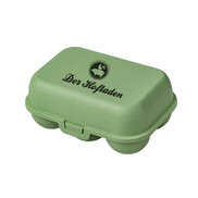 Grüne Eierbox mit individuellem Logo aus nachhaltigen Materialien 
