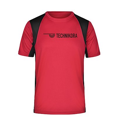 Werbe-Laufshirt für Herren, kontrastfarbige Mesh-Einsätze und Logo, Red/Black