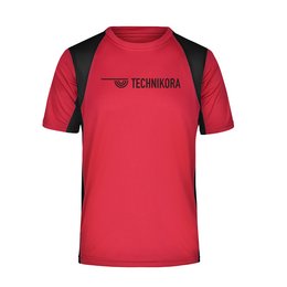 Werbe-Laufshirt für Herren, kontrastfarbige Mesh-Einsätze und Logo, Red/Black