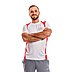Werbe-Laufshirt für Herren, kontrastfarbige Mesh-Einsätze und Logo, White/Red