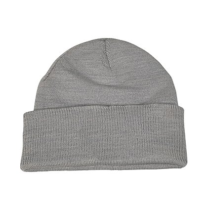 Werbe-Mütze Beanie mit Umschlag in grau