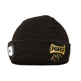 Schwarze Strickmütze mit individuellem Logo bestickt