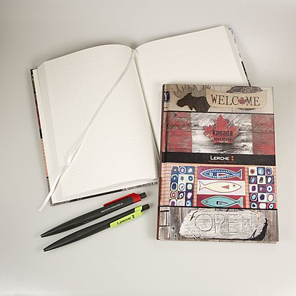 Werbe-Notebook im DIN A5 Format mit karierten Seiten
