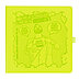 Quadratisches Werbe-Notizbuch in Neon farbenem Tuchson Einband und Comic Prägung