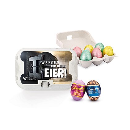 Individuell gestaltbarer Sixpack, befüllt mit 6 Schoko-Ostereiern von Rettergut