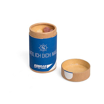 Papierdose ECO befüllt mit 120g Honigbonbons