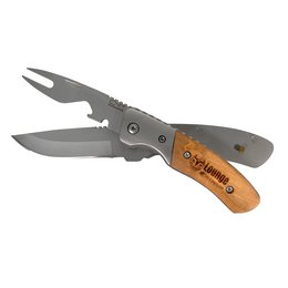 Werbe-Picknickmesser LEO mit Olivenholzgriff und Logo-Lasergravur