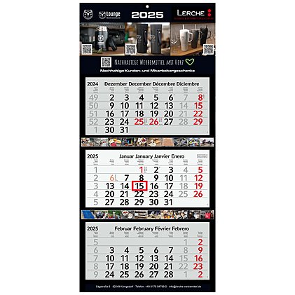 Werbe-Planer 3-Monate "Profil 3 green+blue", große Werbefläche, aus 100 % Recyclingpapier