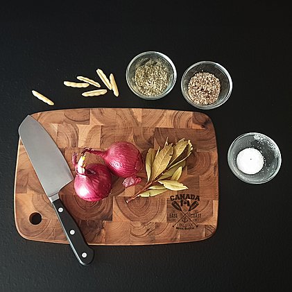 Werbe-Profi-Schneidebrett, mosaikförmig verleimtes Stirnholz - moderne Optik