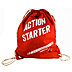 Kordelzugbeutel zu 100 % aus Baumwolle in rot mit Logo