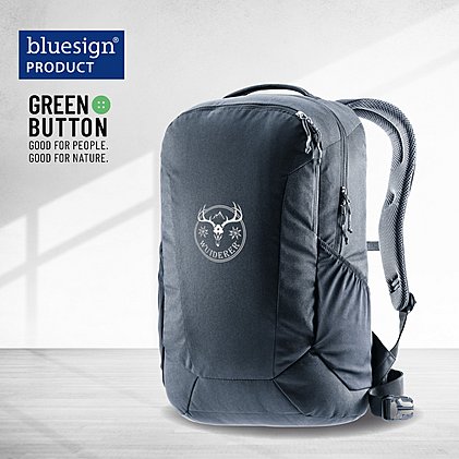 Praktischer Werbe-Business-Rucksack  – geräumig und nachhaltig, aus Bluesign® zertifiziertem Material, mit edlem Logo-Stick und gepolstertem Laptopfach