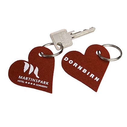 Formgestanzter Werbe-Schlüsselanhänger in Herzform