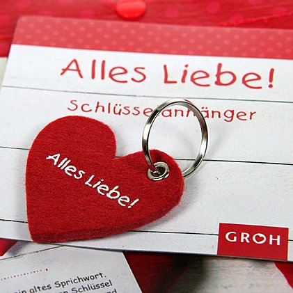 Werbe-Schlüsselanhänger in Herzform mit Siebdruck