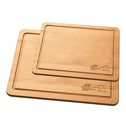 Werbe-Schneidebrett aus Buchenholz mit Saftrille und Lasergravur in 3 verschiedenen Größen