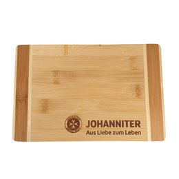 Werbe-Schneidebrett - zweifarbiger Bambus mit Logo - Brandstempel