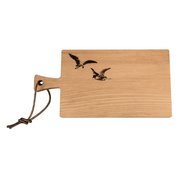 Werbe-Schneidebrett aus Eschenholz mit Brandstempel und Kordel