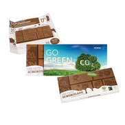 Schokolade inklusive Logodruck auf Werbeschuber