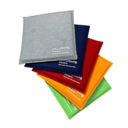 Werbe-Sitzkissen in verschiedenen Farben, 35 x 35 cm groß